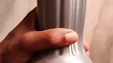 Indian Desi Guy with Big black dick Fucking Sex toy Flashlight very hard