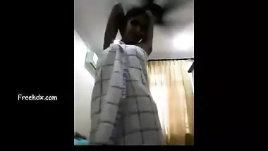 Desi girl poses in a white towel in slow-mo XXX video for sex fans