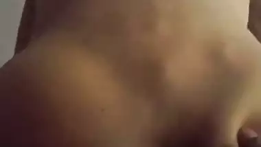 Girl in the reverse cowgirl position in the Tamil sex video