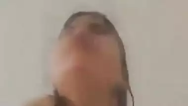 Stunning beauty showing her big boobies on selfie cam