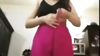 Bubbly Desi girl showing boobs and fingering her pussy