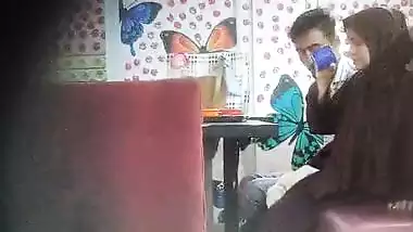 Hijab lady in restaurant having viral sex caught by voyeur