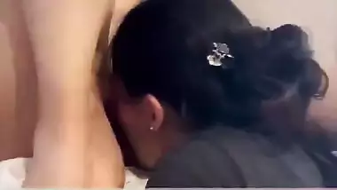 Horny girl licks her roommate’s pussy in Indian lesbian porn
